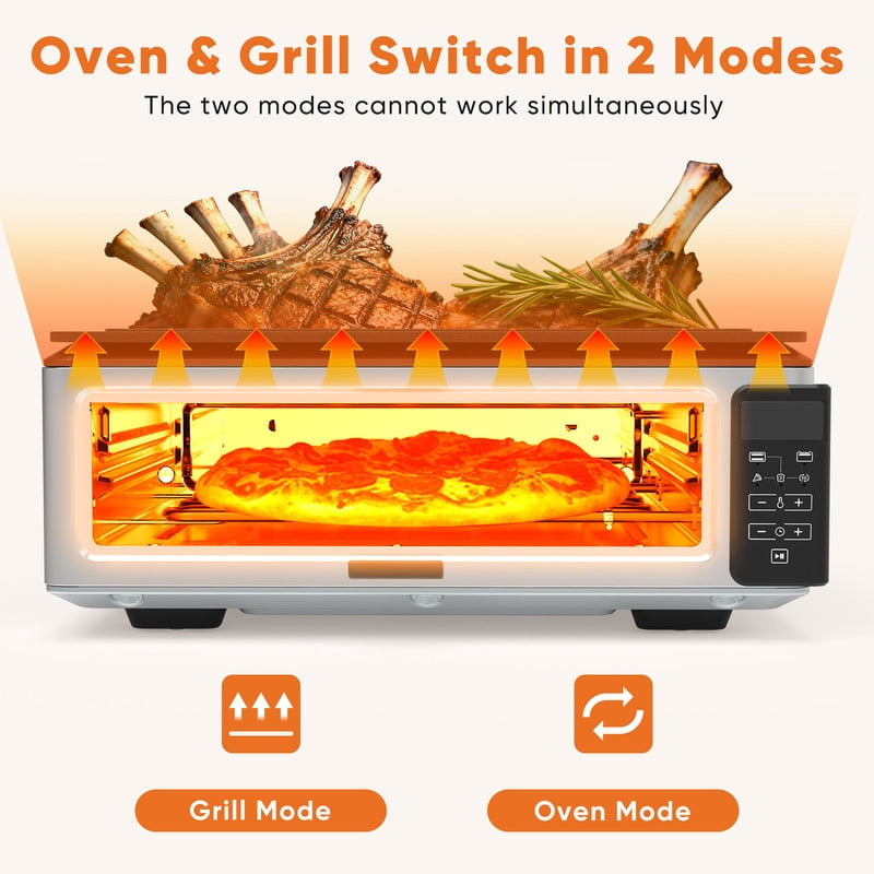 Gianna Electric Grill Indoor for Steak and Veggies, Smokeles Griddle with Lid for Kitchen Cooking, Countertop Oven Includes Temp Control/Grill Plate/Splash Guard/Crumb Tray, Silver