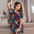 thumbnail image 3 of Balery Geometric Elements Camisón de manga corta con cuello redondo para mujer, cómodo y elegante., 3 of 6