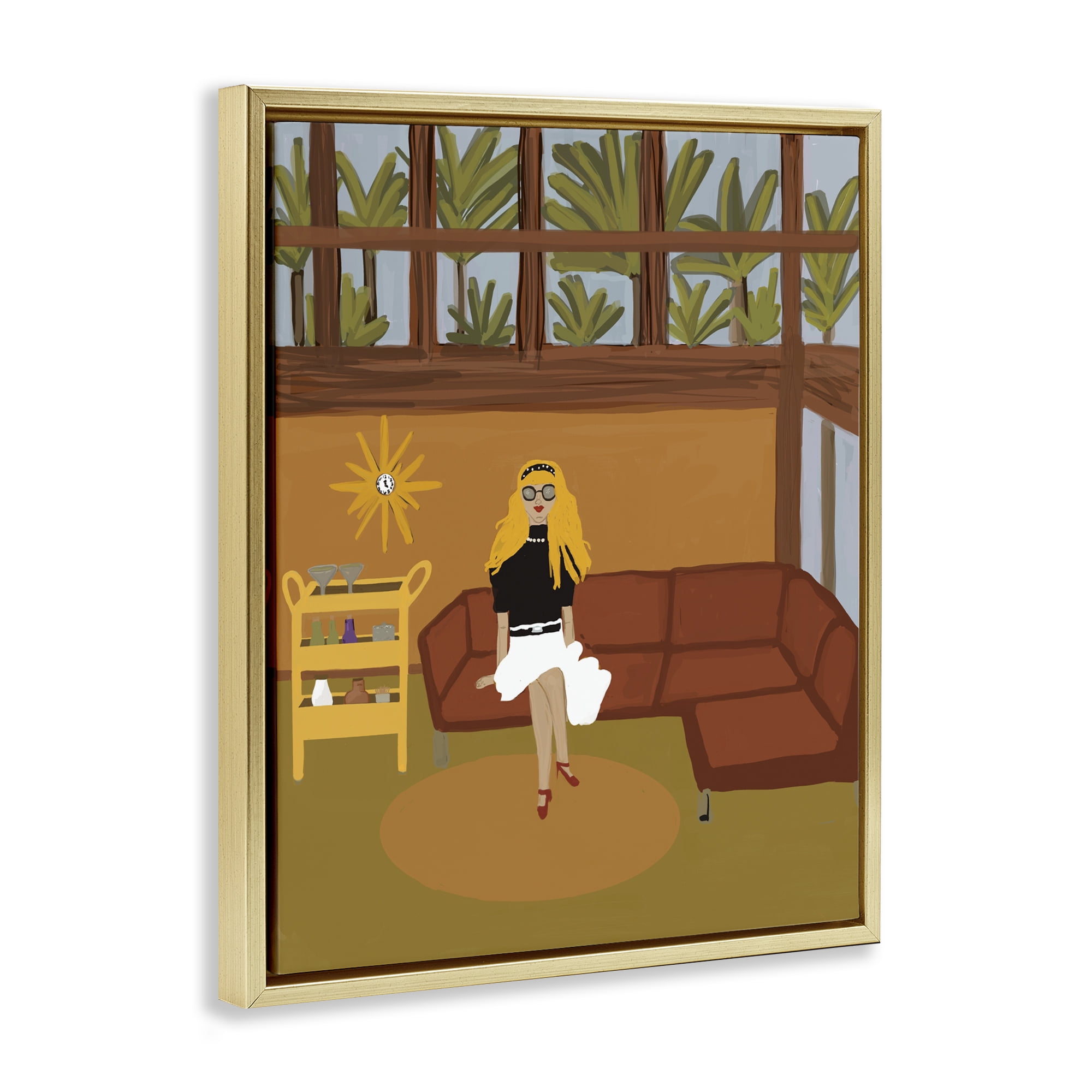 Stupell Industries Living The Girl Life Gold Framed Floater Canvas Wall Art, design by Kristal Clifford