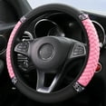 thumbnail image 2 of Bling Soft Leather Steering Wheel Cover 15 Inch with Sparkly Diamond Rhinestones for Women and Girls – Elastic Car Accessory for Most Cars (Pink), 2 of 8