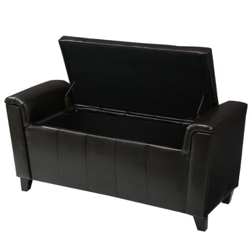 Salome Armed Brown Leather Storage Bench