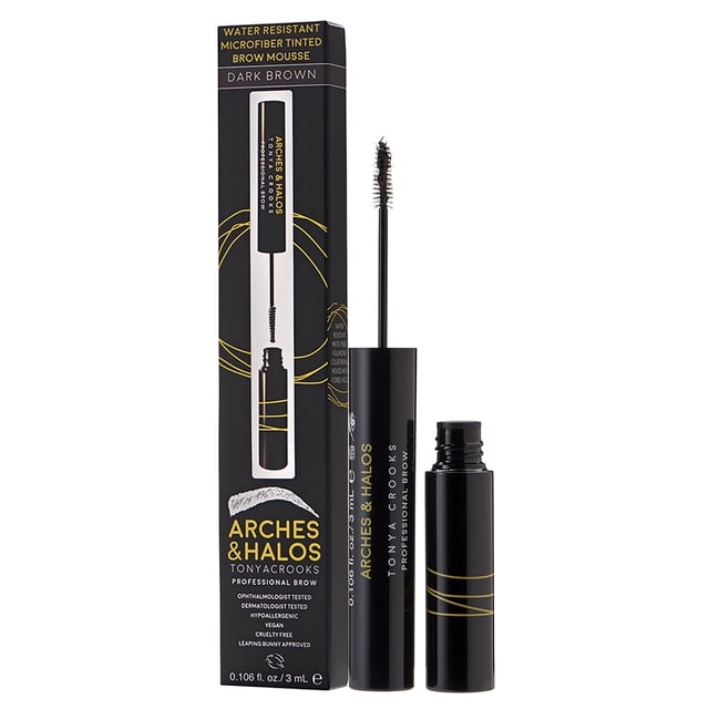 Arches & Halos Mousse para cejas teñidas de microfibra en marrón oscuro, 0.11 oz Arches & Halos Arches & Halos Espuma para el cabello 0.106 oz