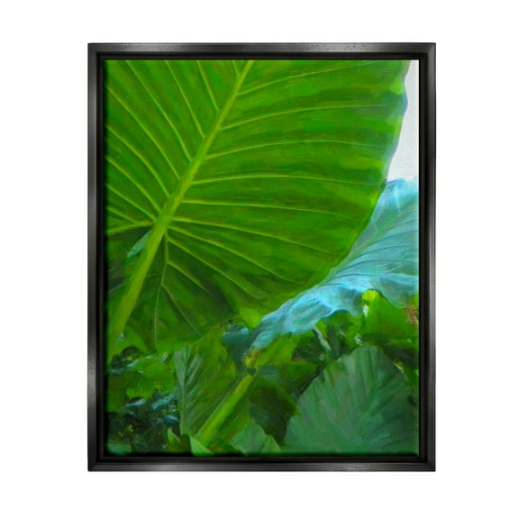 Stupell Industries Green Palm Leaf Painting Botanical & Floral Photography Black Floater Framed Art Print Wall Art, 17 x 21
