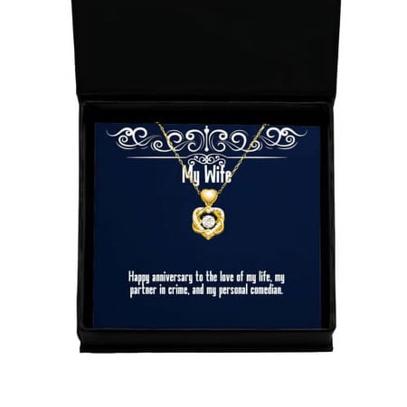 amangny Brilliant Wife Gifts, Happy Anniversary to The Love of My Life, My Partner in Crime, Wife Heart Knot Gold Necklace from Husband, Heart Necklace, Gold Heart Necklace, Holiday Jewelry,