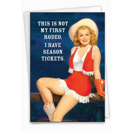 NobleWorks Funny Birthday Greeting Card with 5 x 7 Inch Envelope (1 Card) Bday First Rodeo C7882BDG