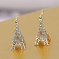thumbnail image 5 of Pendientes colgantes de la Torre Eiffel con circonitas chapados en oro de 18 quilates, nuevo estilo, 5 of 5