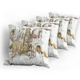 thumbnail image 5 of Ambesonne Watercolor Throw Pillow Cover 4 Pack, Street Town Sketch, 20", Sand Brown and White, 5 of 7