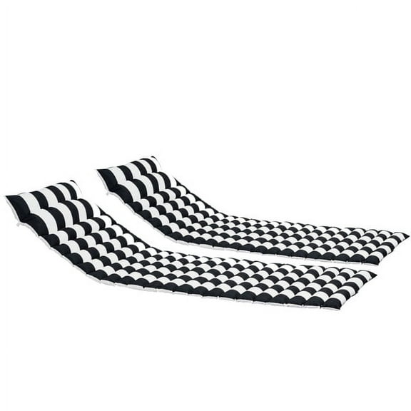 Fithood 2 PCS Set Outdoor Lounge Chair Cushion Replacement Patio Seat Cushion ，BLACK-WHITE Stripe