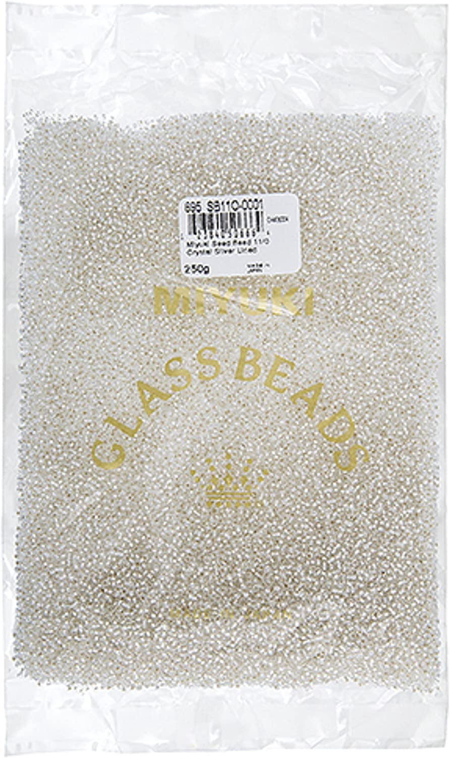 Miyuki Seed Bead 11/0 - Crystal Silver Lined DB0001 250Gms Bulk Bag of Japanese Glass Beads
