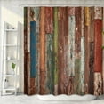 thumbnail image 2 of Wooden Brown Shower Curtain Metal Hooks 12 Pack Farmhouse Wood Rustic Planks Barn Antique Red Blue Grey Grunge Lodge Hardwood Decor Fabric Bathroom Waterproof 72Wx72H Inch, 2 of 5
