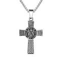 thumbnail image 1 of HOOUN Mens Masonic Cross Pendant Necklace Freemason Compass Symbol Jewelry Chain 24", 1 of 4