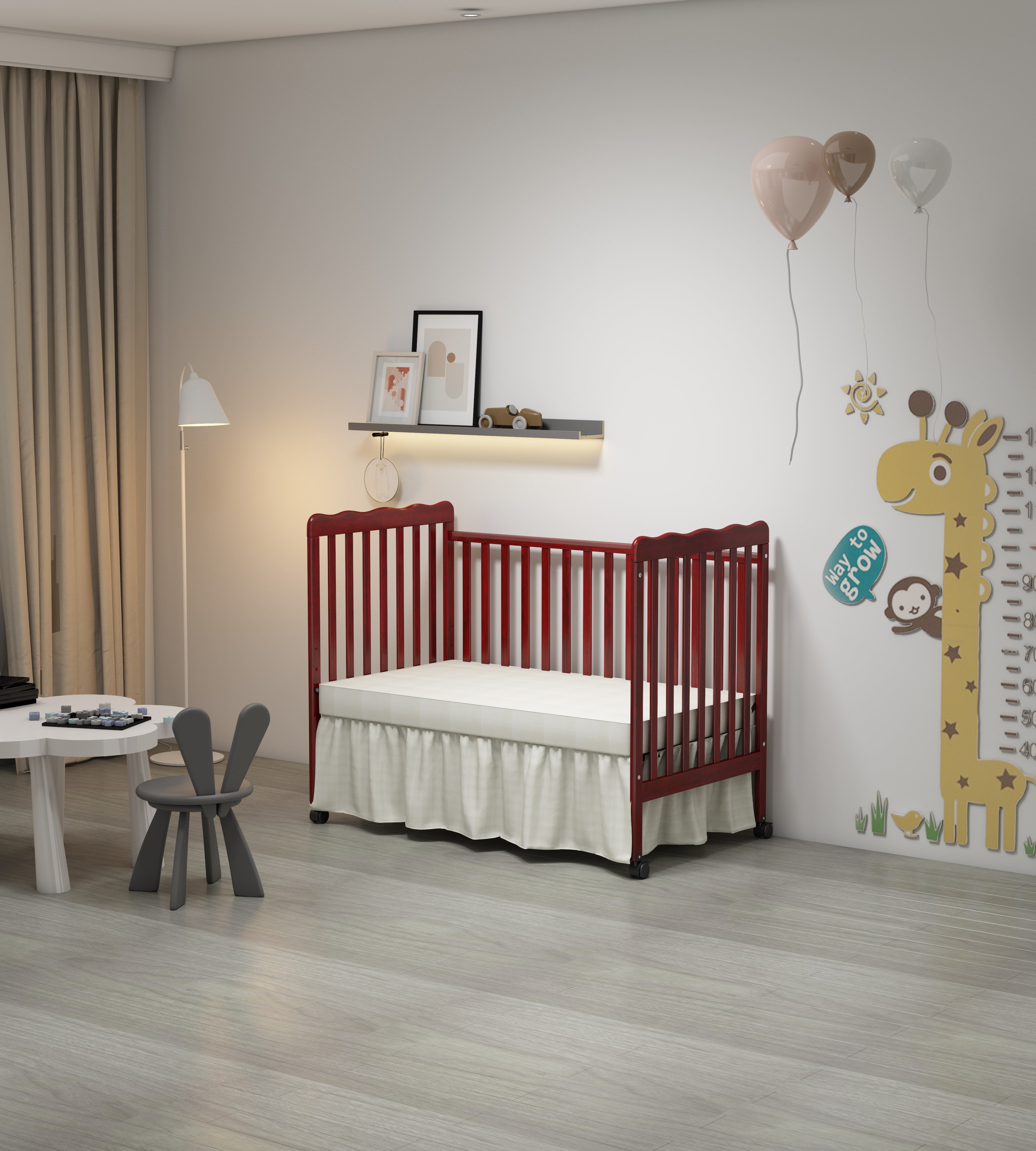 Euroco 3-in-1 Convertible Crib, Baby Crib with Drawers, Wood and Metal, White