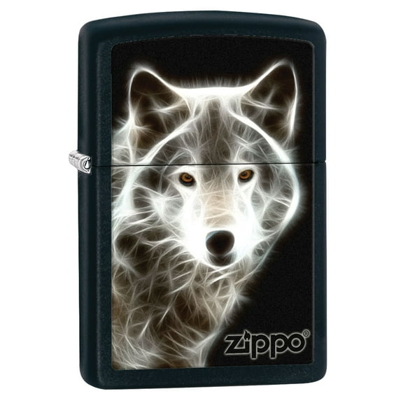 Zippo Lighter: White Wolf - Black Matte 81591