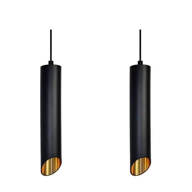 Lamparas De Techo Modernas Colgantes 2 Piezas Negra Y Dorada Negro
