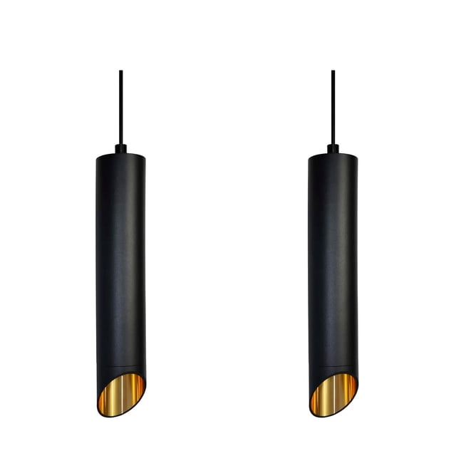 Lamparas De Techo Modernas Colgantes 2 Piezas Negra Y Dorada Negro