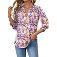 thumbnail image 3 of Fantaslook 3/4 Sleeve Womens Tops Dressy Casual Blouses V Neck Work Shirts Trendy Tops with Smocked Cuffs, 3 of 7