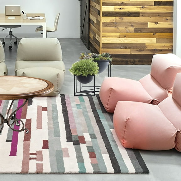 5X7 Tufted Rug, Living room, Bedroom, Rectangle Carpet, Geometric Wool, Handmade Rugs