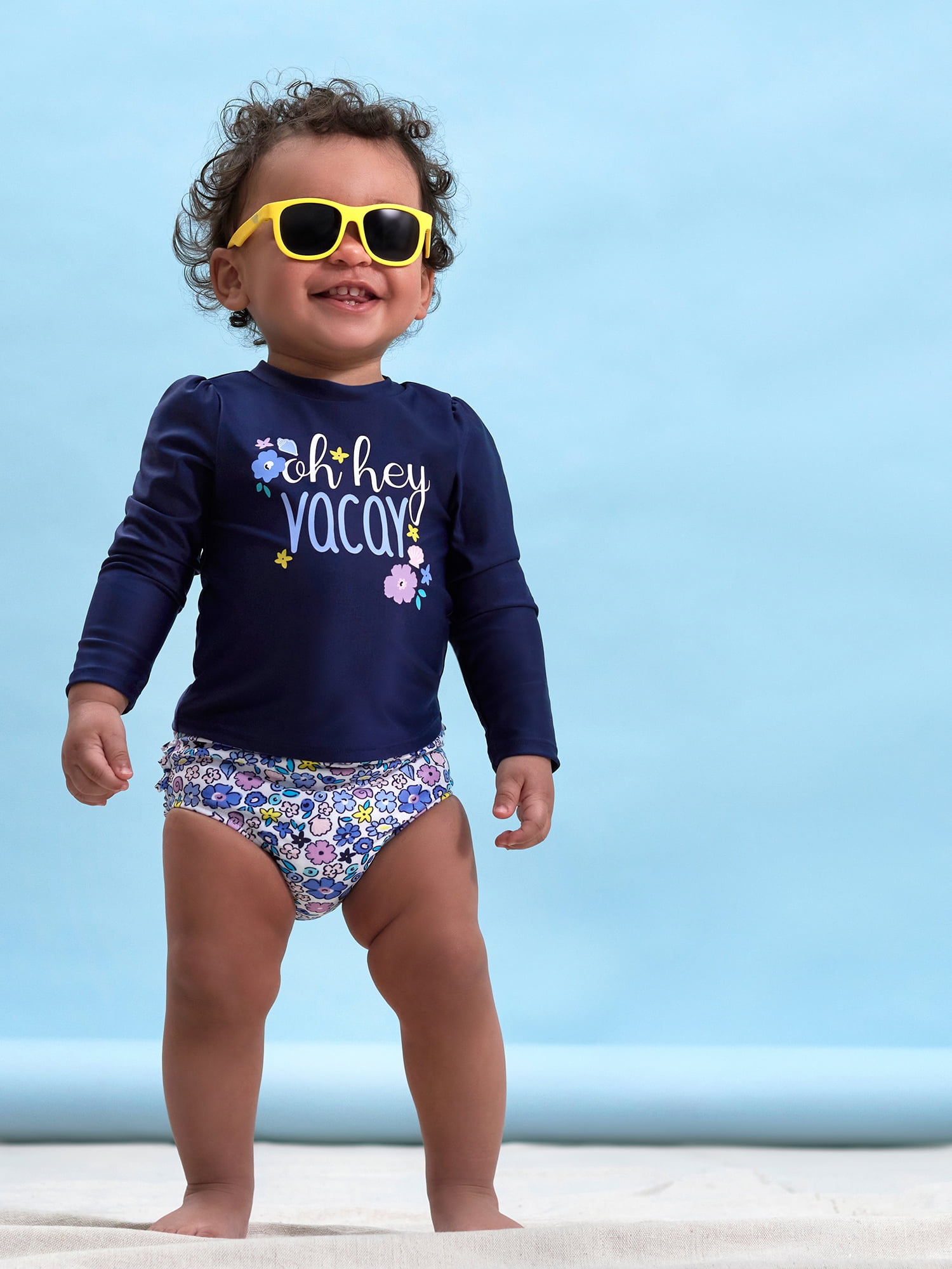 Gerber Baby & Toddler Girl Rashguard & Swim Bottoms Set with UPF 50+, 2-Piece, (0/3M - 5T)