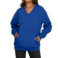 thumbnail image 7 of Women's V-Neck Sweatshirt with Pockets, Womens V Neck Sweatshirts No Hood Lightweight Casual Soft Fashion Dark Blue L, 7 of 7