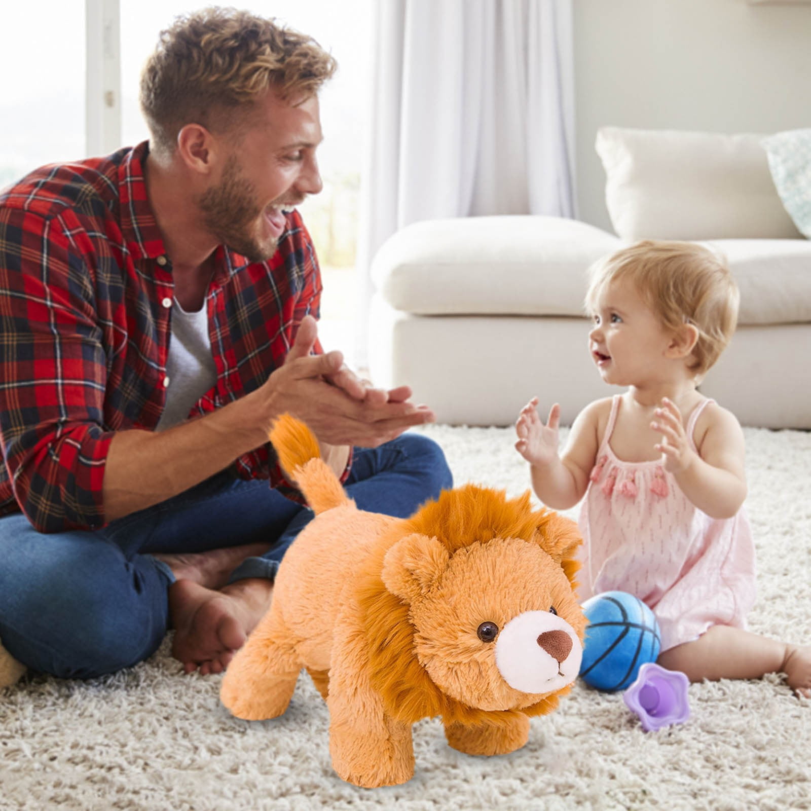 BJBSJSZ Sensory Comfort Plush Throw Pillow Toy, Lion Weighted Stuffed Animals, Plushies Hugging Toy Gifts for Kids & Adults