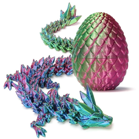 Zobetro Cesta de Pascua con diseño de dragón impreso en 3D, huevo sorpresa, dragón ejecutivo, juguetes de escritorio, rellenos decorativos de huevos de Pascua, regalos de Pascua para niños, decoración