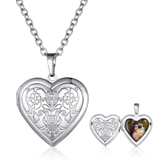 DESIGNICE Heart Locket Necklace for Women Personalized Necklaces That Holds Pictures Floral Vine Photo Locket Necklace Mother’S Day Jewelry Gifts for Women