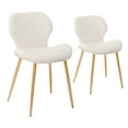 thumbnail image 2 of CangLong Mid Century Modern Leisure Upholstered Metal Legs for Kitchen Living Room Dining Chair,Set of 2, Fleece White, 2 of 6