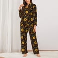 thumbnail image 2 of Pofeuu Fall Daisy Leaf Print Womens Pajamas Set Long Sleeve Sleepwear Button Down Nightwear Soft Pj Lounge Sets Button Down Pajamas Women-Small, 2 of 7
