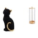 thumbnail image 1 of Estatua de gato, figura de escritorio, soporte para , dispensador de pajitas de acrílico, resina, madera, adorno de arte moderno, adecuado para, 1 of 8