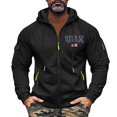 thumbnail image 3 of Men's Flag Print Zip Up Hoodie with Arm Pocket, Casual Cardigan Style Sweatshirt, Large Size Fleece Jacket for Memorial Day, Christmas, Outdoor and Lounge,Black,L, 3 of 5