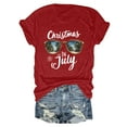 thumbnail image 2 of Drie 2025 Short Sleeve CrewNeck Shirts Cute Fit Casual Tee Tops Christmas Workout Tops for Women Red,XL, 2 of 6