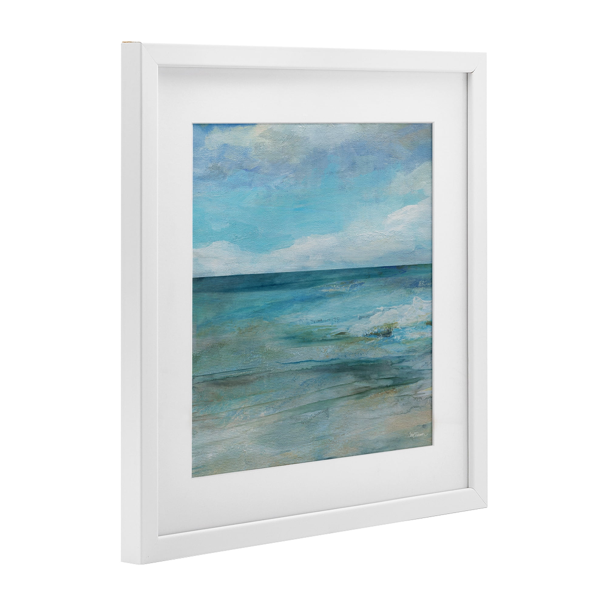 Stupell Industries Aqua Seascape Tranquility White Framed Print Under Glass, design by Carol Robinson