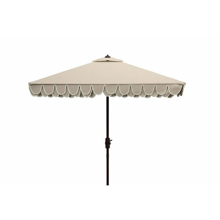 Safavieh Elegant Valance 7.5ft Square Metal/Polyester Umbrella in Beige/White