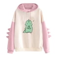 thumbnail image 1 of Women Dinosaur Print Hooded Drawstring Sweatshirt Pullover Headband Sweatshirt Hooded Sweater, 1 of 4