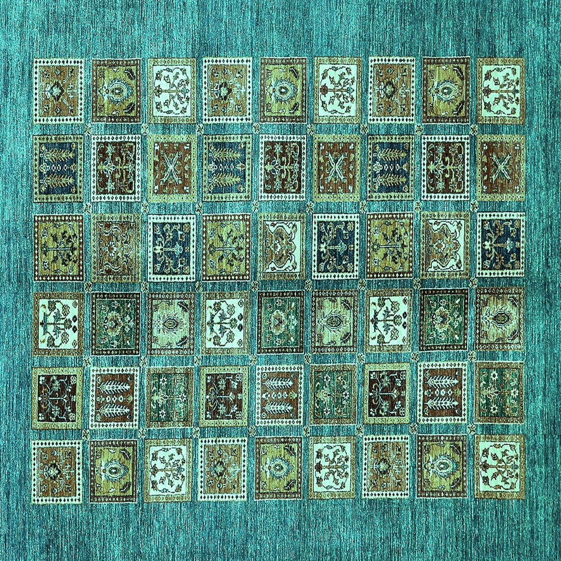 Ahgly Company Indoor Square Abstract Turquoise Blue Modern Area Rugs, 5 ...