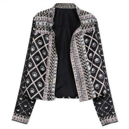Womens Long Sleeve Suit Jacket Coat Floral Slim Summer Blazer Outerwear Cardigan Tops