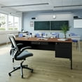 thumbnail image 2 of Flash Furniture Commercial Grade 30x70 Right Side Single Pedestal Desk with 3 Locking Drawers, Walnut Top and Black Frame, 2 of 14