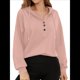 thumbnail image 2 of Sudadera con Capucha para Mujer, Cuello Abotonado, Cordón Ajustable, Sudadera Informal de Larga, Camisetas. Rosa L, 2 of 10