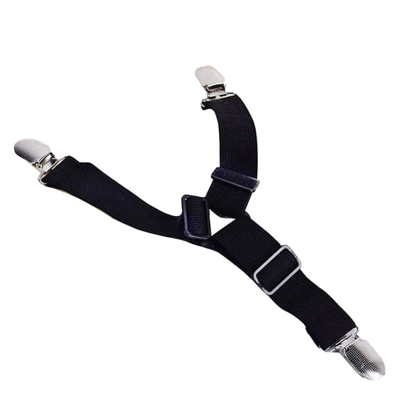 Cateissary 2x correas elásticas para sábanas, pinzas, soporte de Clip, sujetadores de tirantes ajustables Decoración del hogar Hebilla Negra Elástica Negra