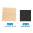 thumbnail image 3 of Uxcell 0.4"x4" Unfinished Wooden Coasters, 12 Pack Square Wood Coasters with Non-Slip Dots Blank Wood Pieces, 3 of 5