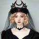 thumbnail image 5 of Diadema vintage tocado gótico con velo disfraz tocado decoración de Halloween, 5 of 7