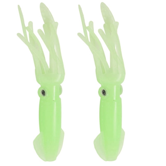 10 Piezas 10,5 cm SeñUelos de Pulpo Falda de Calamar Cebo Resplandor En Oscuro Luminoso Cebo de Agua Salada para Atún Bajo SeñUelo