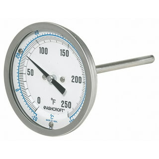 Home Brewing Thermometer Stainless Steel Celsius Fahrenheit Water  Distilling Temperature Gauge Bimetal 1/2'' NPT (2'' Stem)