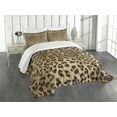 thumbnail image 3 of Ambesonne Leopard Print Quilted Bedspread Set 3 Pcs, Wild Animal Skin, King Size, Pale Brown and Black, 3 of 5