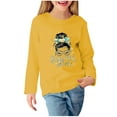 thumbnail image 2 of SGFCWSX Long Sleeve Shirts for Kids Girls Beautiful Girl Print Tops Fall T-Shirts Yellow Size 5 Years, 2 of 5