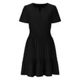 thumbnail image 4 of Oplxuo Women's Casual Dresses 2025 Summer Spring V Neck Short Sleeve Sundress Smocked Waist A Line Tiered Mini Dress, 4 of 7