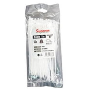 Superun Clear Zip Ties 6 Inch, 40 Lbs Tensile Strength Wire Ties (Industrial Grade Cable Ties) Pack of 100 White