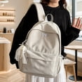 thumbnail image 6 of Solid Color School Backpack, Bow Embroidery Backpack with Pendant, Lightweight Breathable Bookbag for Middle School College, Gray, 6 of 9