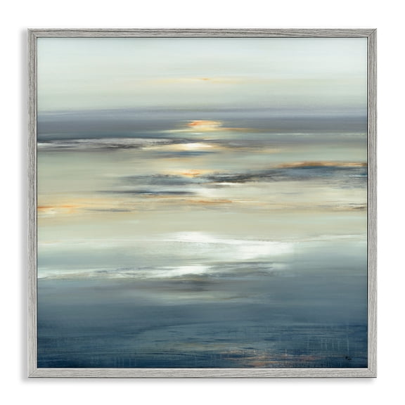 Stupell Industries Contemporary Abstract Tranquil Nautical Sunrise Gray Framed Giclee Art, 24 x 24, by Lisa Ridgers