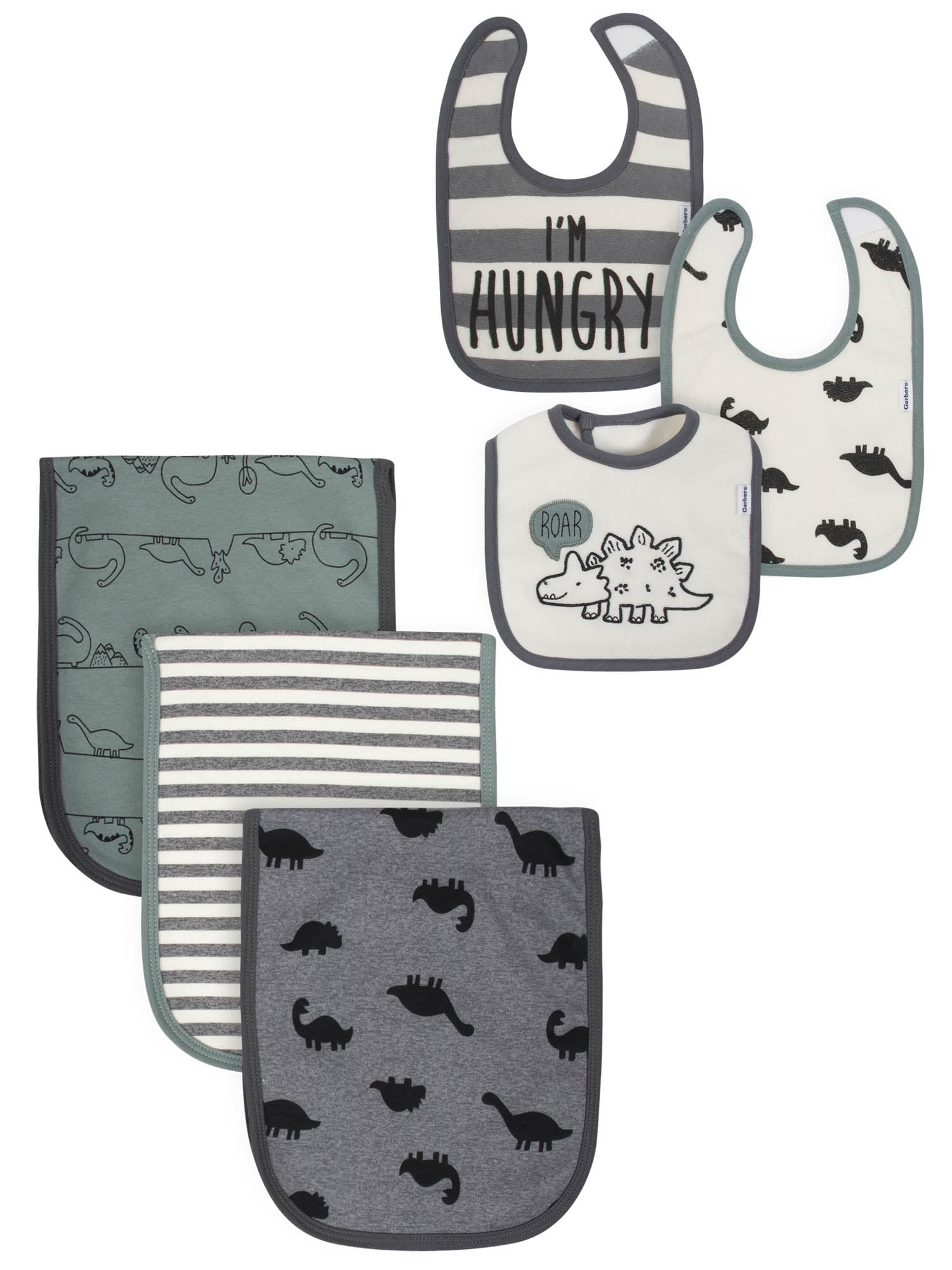 Gerber Baby Boys Organic Terry Bibs and Burp Cloths Set, 6Pack